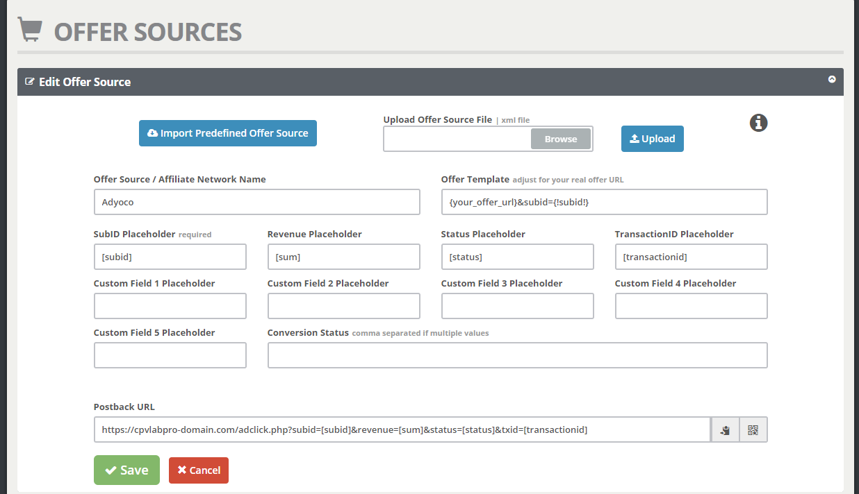 Add Adyoco Offer Source