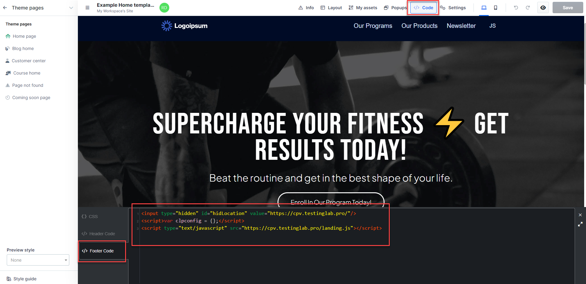 ClickFunnels Tracking code footer