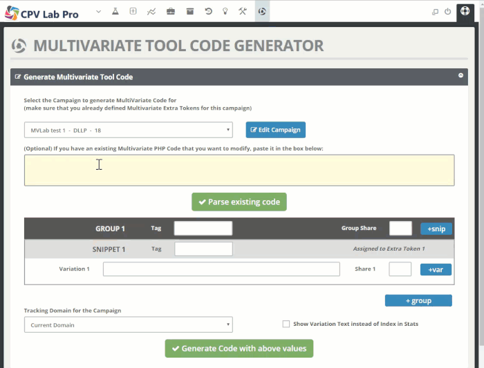 MVLab import existing code