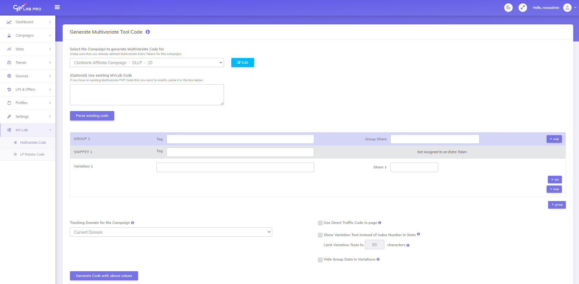 MV Lab page