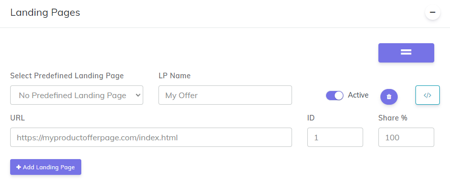 Merchant Landing Page