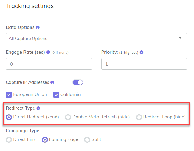 Merchant Redirect Type