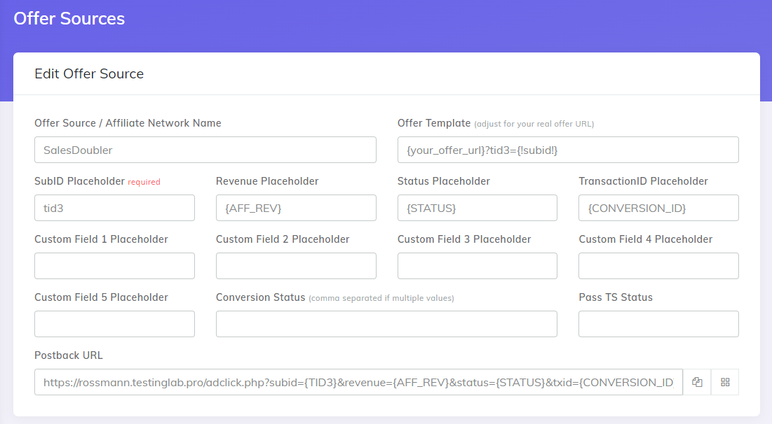 Salesdoubler CPV One catalog detailed configuration 