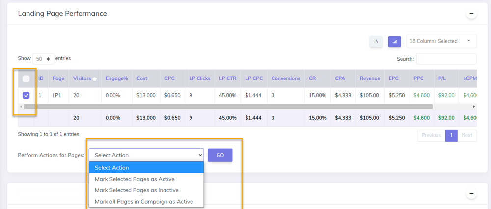 Stats Mark Pages as Active