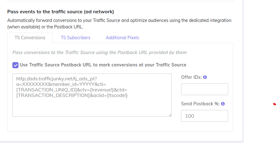 TrafficJunky Postback URL