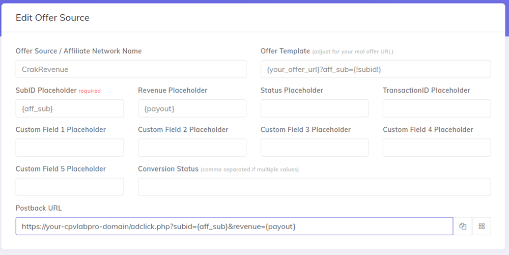 Add CrakRevenue Offer Source