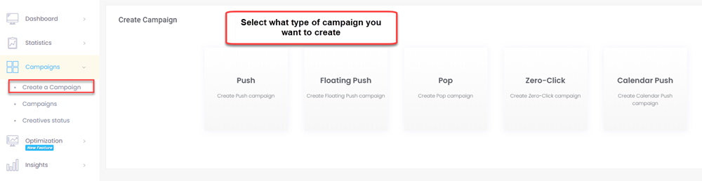 ActiveRevenue create campaign dashboard