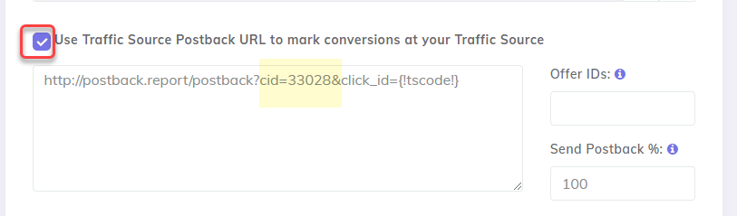 Galaksion Postback URL