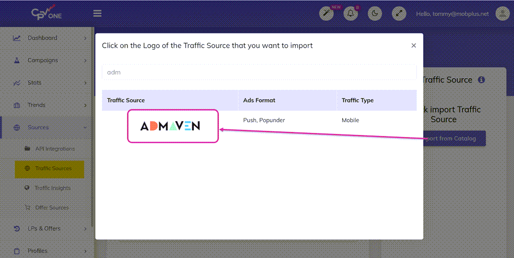 AdMaven import catalog