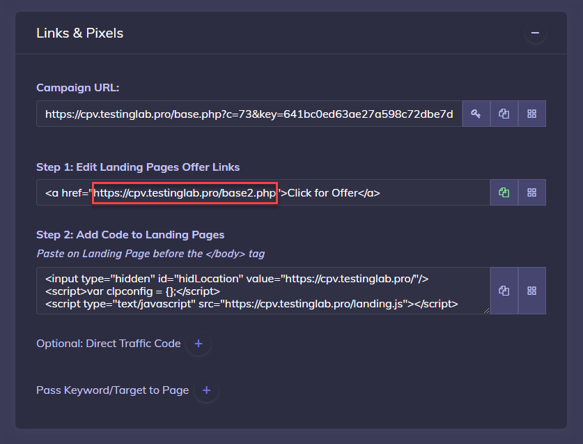 ClickFunnels offer redirect tracking