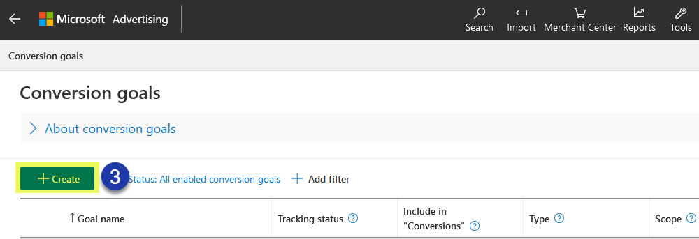 Microsoft (Bing) Ads create 2