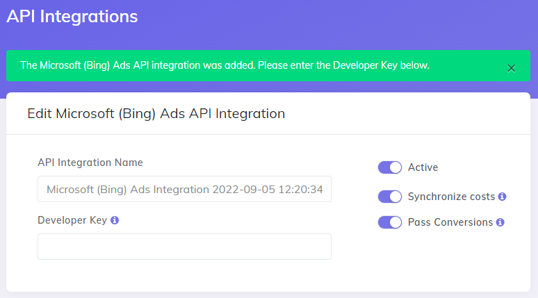 Microsoft Bing Ads API integration setup