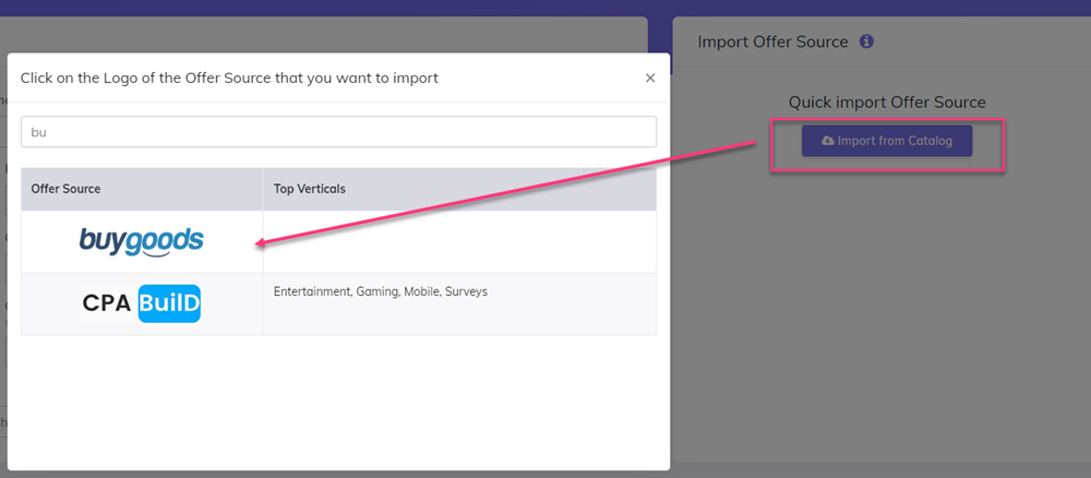 Import BuyGoods to CPV One