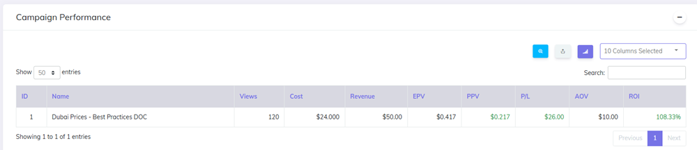Campaign overall Performance report