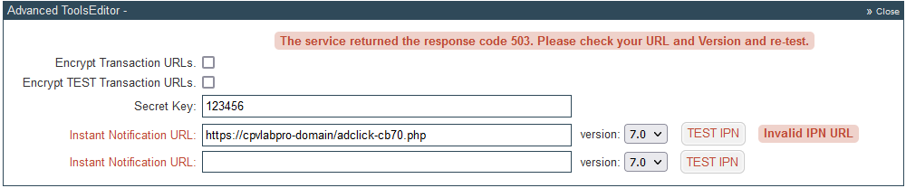 Clickbank error response code 503
