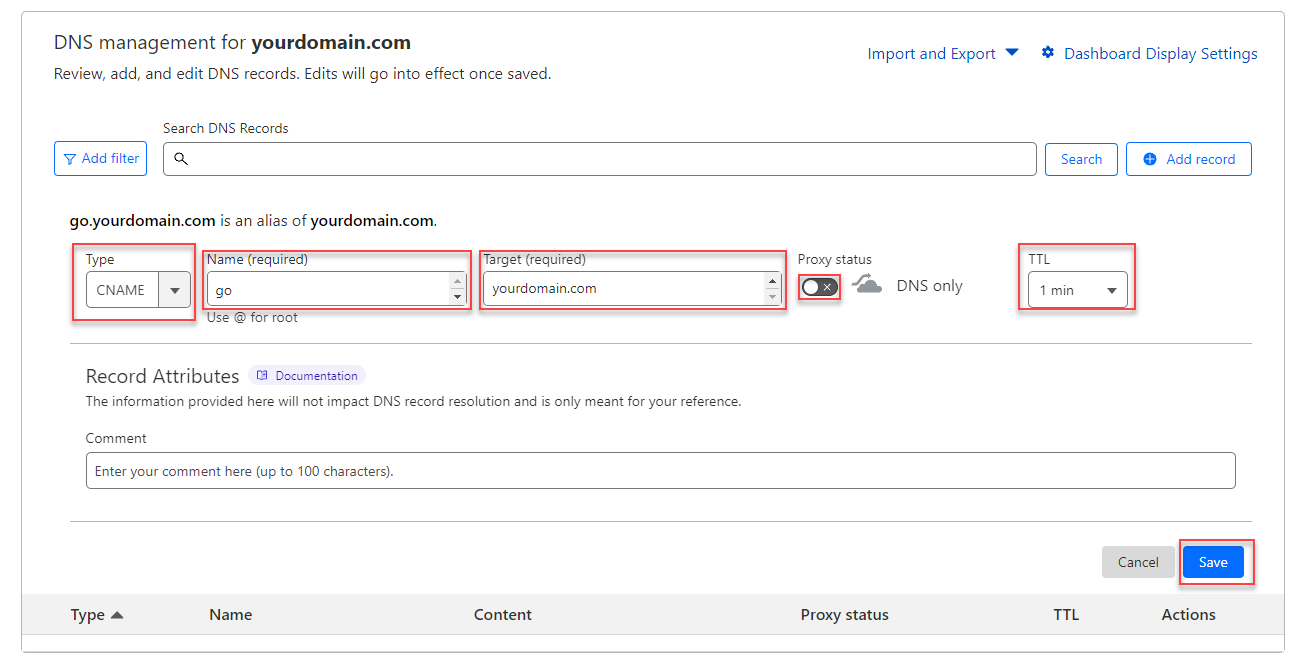 Cloudflare domain setup