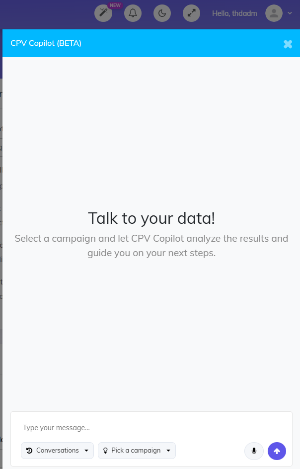 CPV Copilot access screen