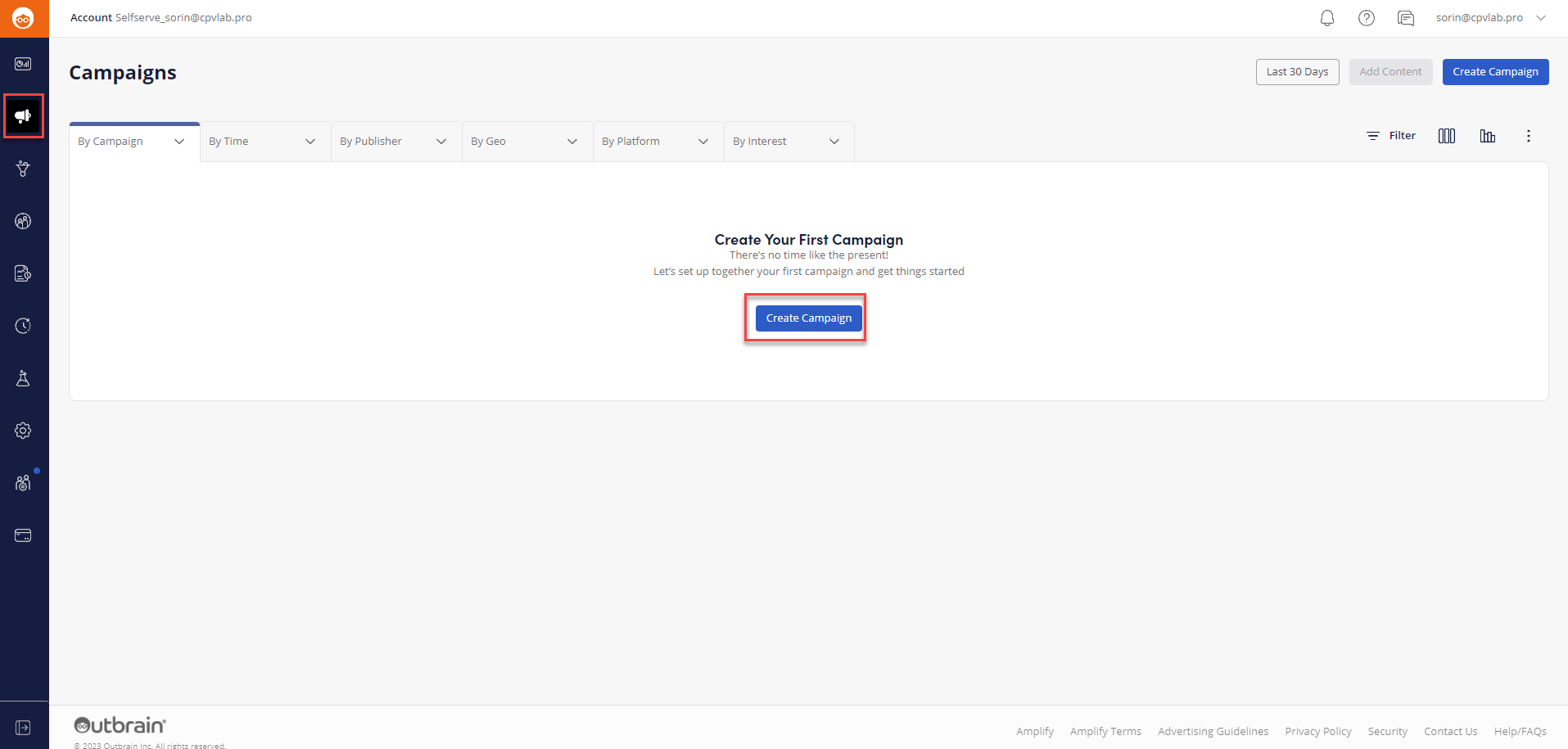 Outbrain create campaign