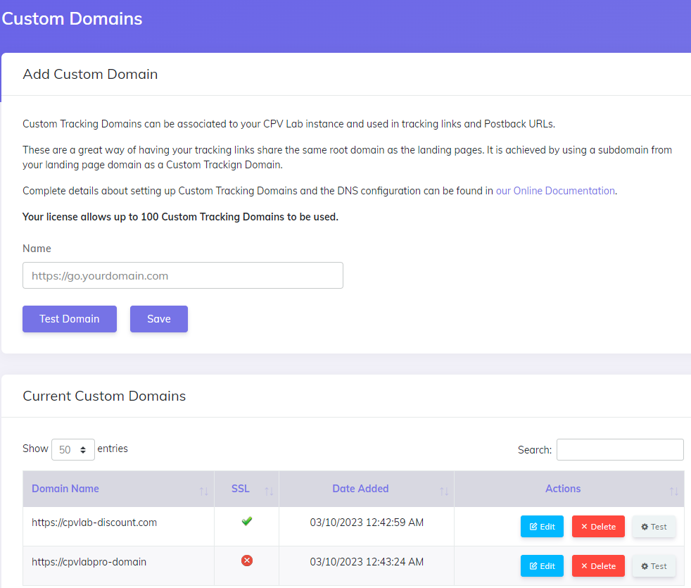 Custom domain setup