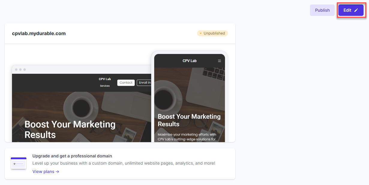 Durable Edit Website