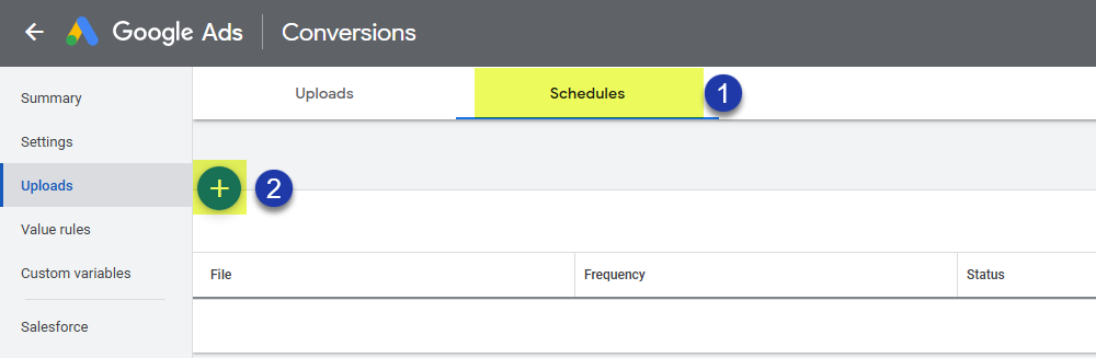 Google Ads conversion upload schedule