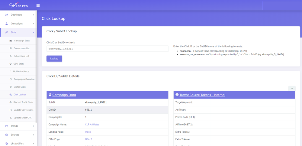 Lookup Subid report