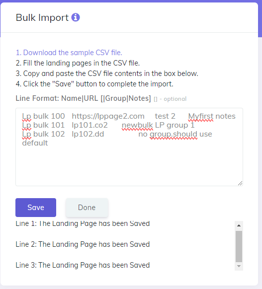Lp Bulk import