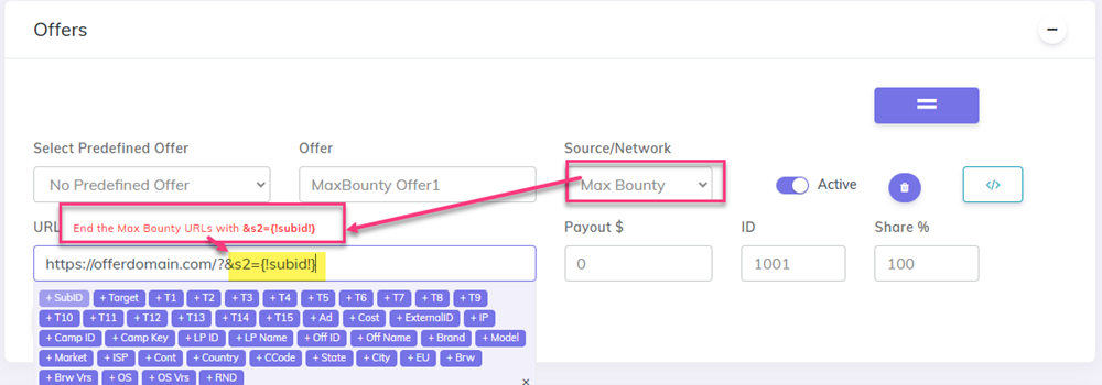 Add Micrososft Ads offer url ending suffix