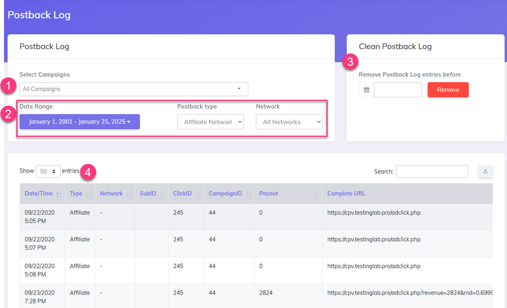 Conversion Log Page