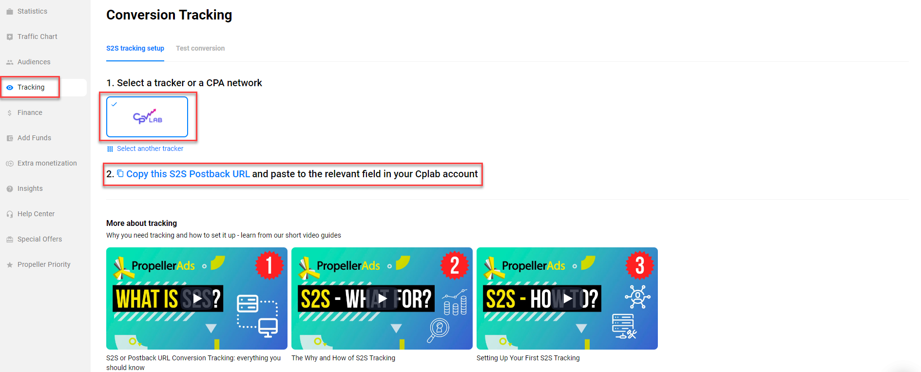 Updated Postback URL PropellerAds