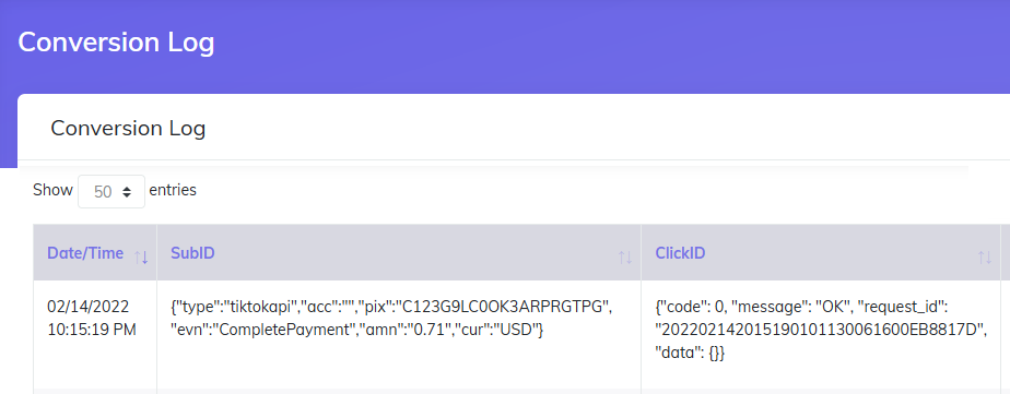 Tiktok API check conversions
