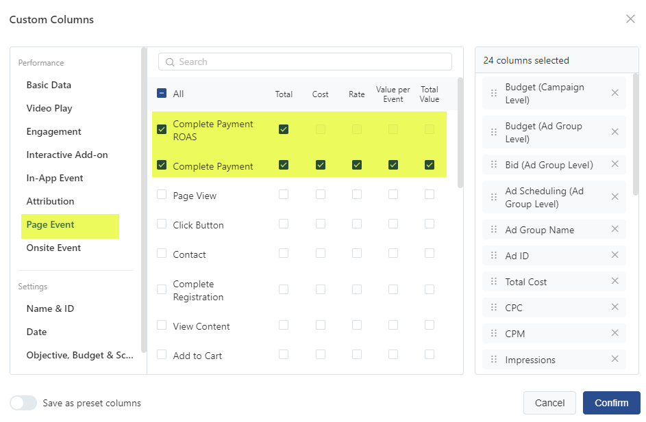 Tiktok API custom columns