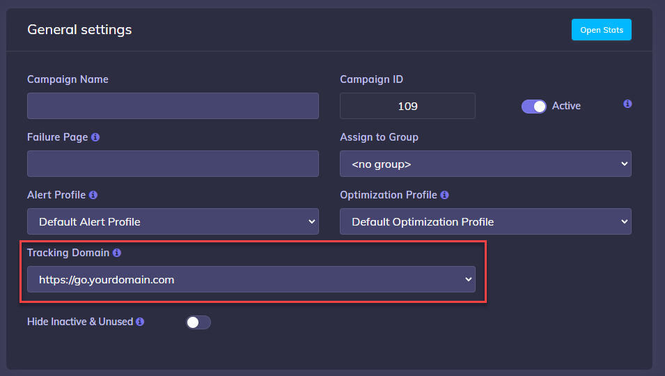 Use custom tracking domain for campaign tracking