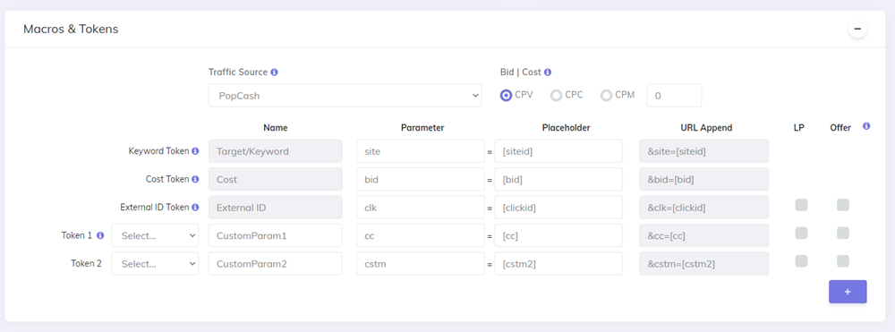 Traffic Source tokens