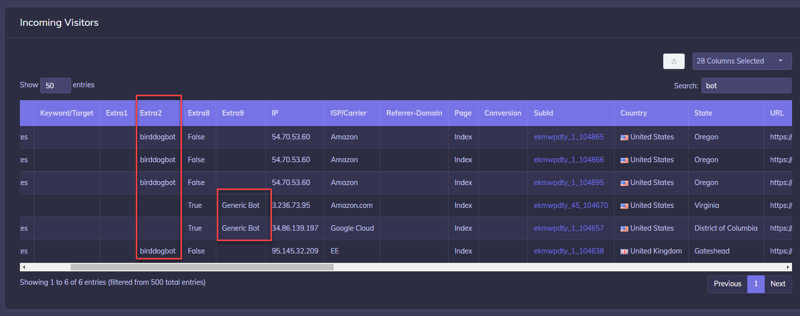 Visitor Stats details