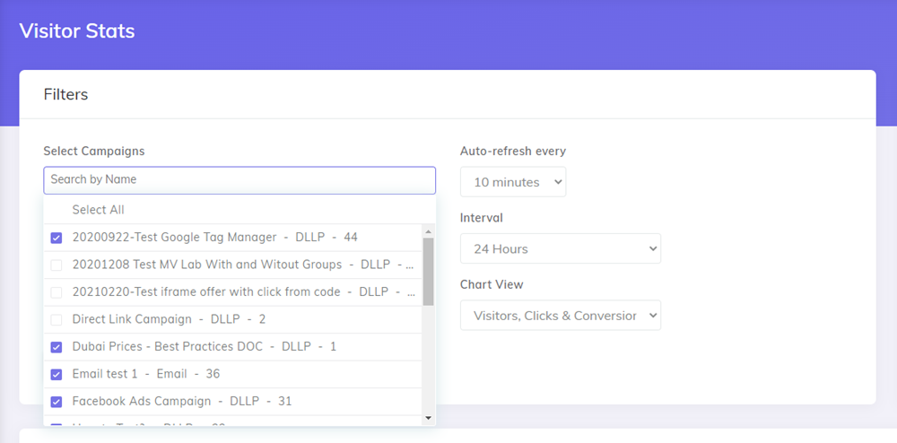 Multiselect campaigns on Stats